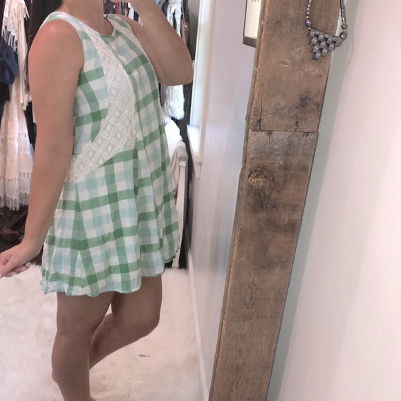 Entro size large green checkered boho dress - Picture 1 of 8